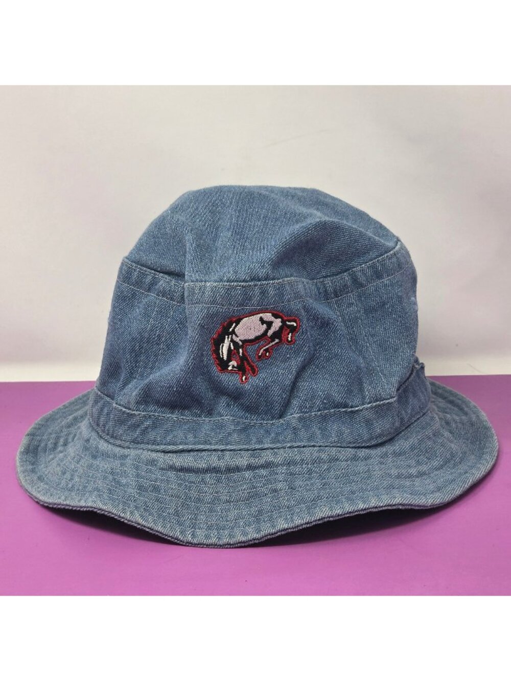Denim Bucket Hat With Embroidered Design Toppers Brand - Casual Streetwear Style